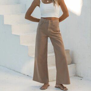 Solai Cocoa Denim High Rise Wide Leg Pants NWOT